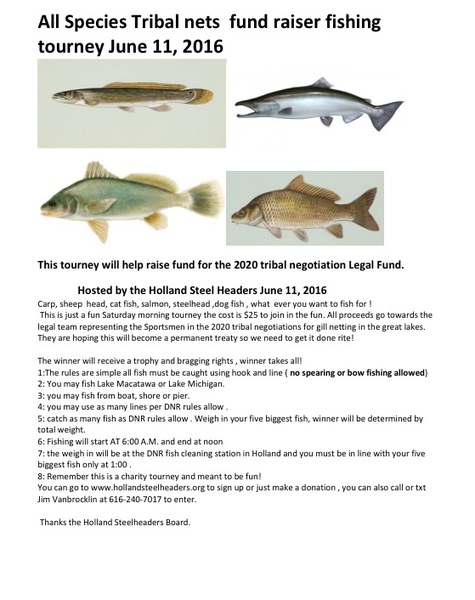Holland Steelheaders All Species Fund Raiser - Tournaments - Great Lakes  Fisherman - Trout, Salmon & Walleye Fishing Forum